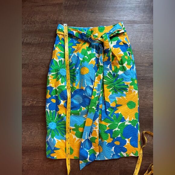 J. Crew Morning Floral Tie Waist cotton Skirt summer vacation highwaist Sz 4 EUC - Picture 8 of 10